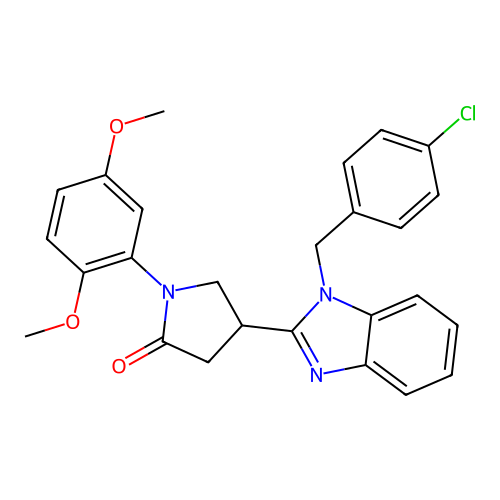 4-{1-[(4-chlorophenyl)methyl]-1H-1,3-benzodiazol-2-yl}-1-(2,5-dimethoxyphenyl)pyrrolidin-2-one structure
