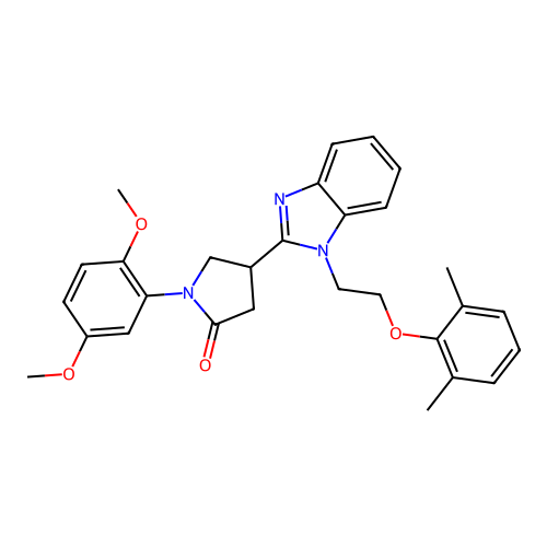 1-(2,5-dimethoxyphenyl)-4-{1-[2-(2,6-dimethylphenoxy)ethyl]-1H-1,3-benzodiazol-2-yl}pyrrolidin-2-one structure