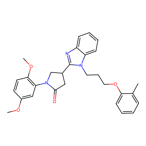 1-(2,5-dimethoxyphenyl)-4-{1-[3-(2-methylphenoxy)propyl]-1H-1,3-benzodiazol-2-yl}pyrrolidin-2-one structure