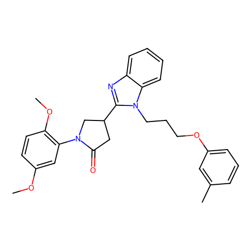 1-(2,5-dimethoxyphenyl)-4-(1-(3-(m-tolyloxy)propyl)-1H-benzo[d]imidazol-2-yl)pyrrolidin-2-one structure
