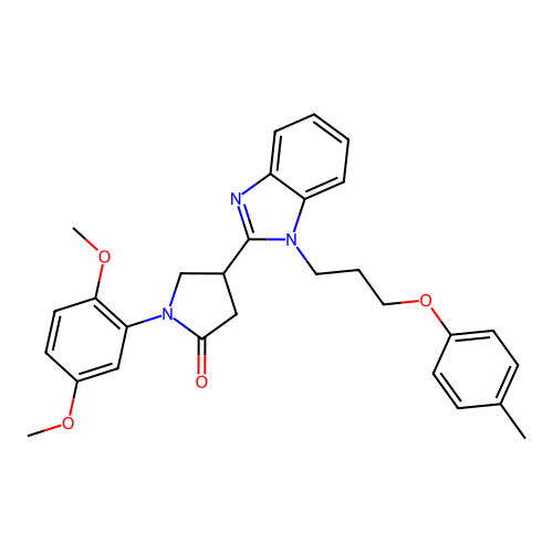 1-(2,5-dimethoxyphenyl)-4-{1-[3-(4-methylphenoxy)propyl]-1H-1,3-benzodiazol-2-yl}pyrrolidin-2-one structure