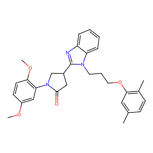 1-(2,5-dimethoxyphenyl)-4-{1-[3-(2,5-dimethylphenoxy)propyl]-1H-1,3-benzodiazol-2-yl}pyrrolidin-2-one structure