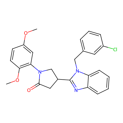 4-{1-[(3-chlorophenyl)methyl]-1H-1,3-benzodiazol-2-yl}-1-(2,5-dimethoxyphenyl)pyrrolidin-2-one structure