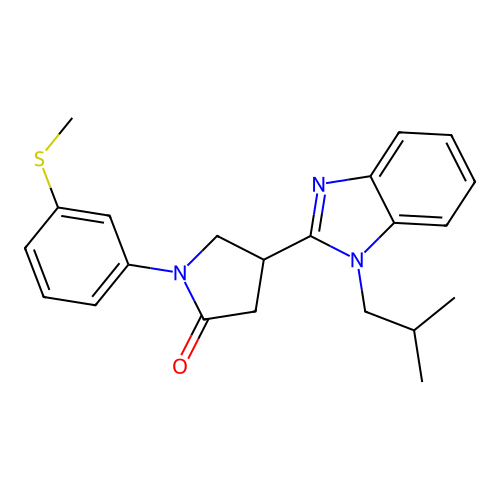 4-(1-isobutyl-1H-benzo[d]imidazol-2-yl)-1-(3-(methylthio)phenyl)pyrrolidin-2-one structure