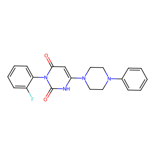 3-(2-fluorophenyl)-6-(4-phenylpiperazin-1-yl)-1H-pyrimidine-2,4-dione structure
