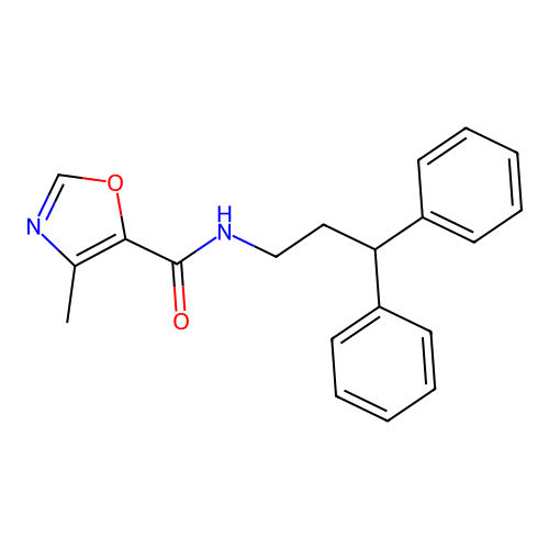 N-(3,3-diphenylpropyl)-4-methyloxazole-5-carboxamide structure