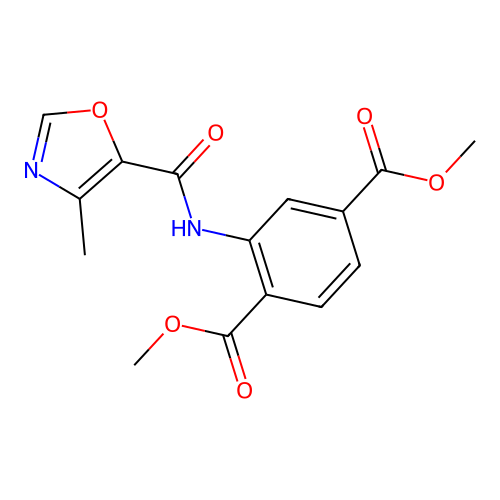 Dimethyl 2-(4-methyloxazole-5-carboxamido)terephthalate structure