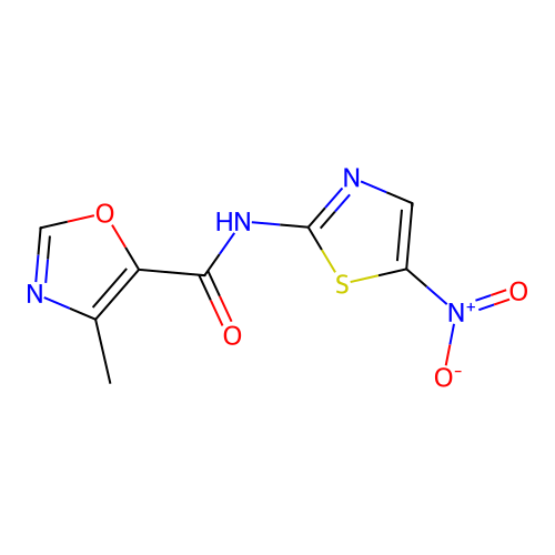 4-methyl-N-(5-nitro-1,3-thiazol-2-yl)-1,3-oxazole-5-carboxamide structure