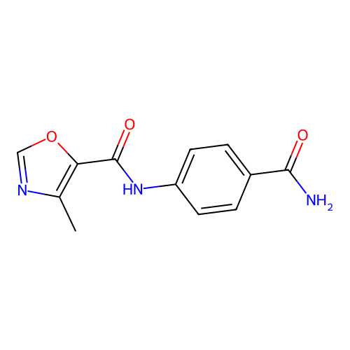 N-(4-carbamoylphenyl)-4-methyloxazole-5-carboxamide structure