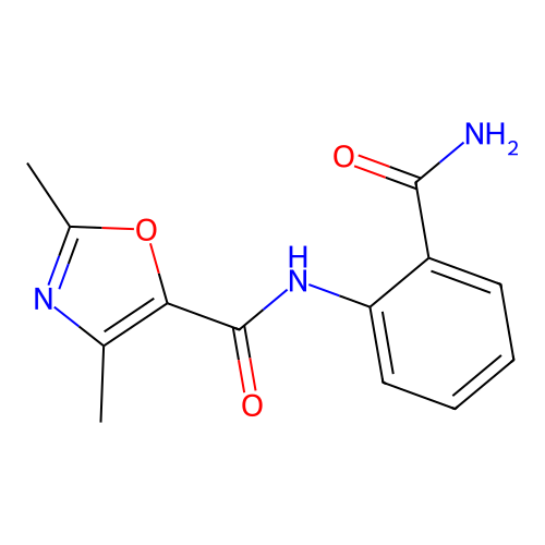 N-(2-carbamoylphenyl)-2,4-dimethyl-1,3-oxazole-5-carboxamide structure