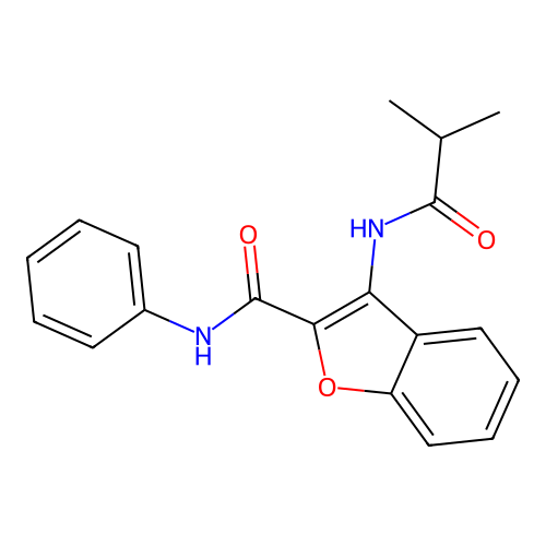 3-isobutyramido-N-phenylbenzofuran-2-carboxamide structure