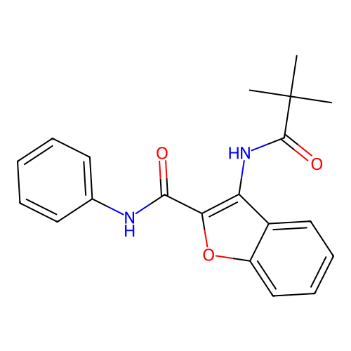 N-phenyl-3-pivalamidobenzofuran-2-carboxamide structure