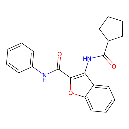 3-(cyclopentanecarboxamido)-N-phenylbenzofuran-2-carboxamide structure