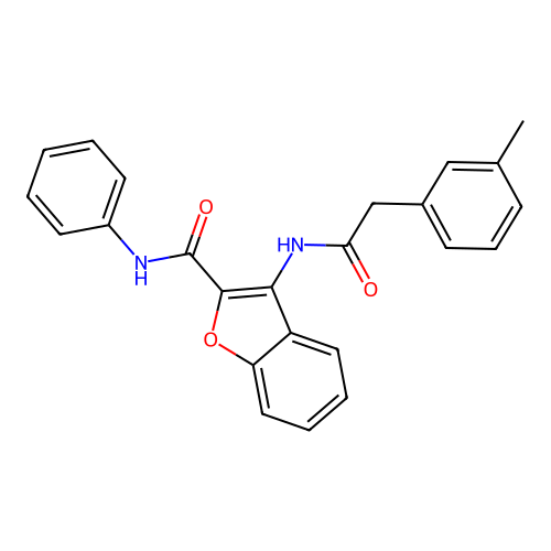 N-phenyl-3-(2-(m-tolyl)acetamido)benzofuran-2-carboxamide structure