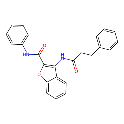 N-phenyl-3-(3-phenylpropanamido)benzofuran-2-carboxamide structure