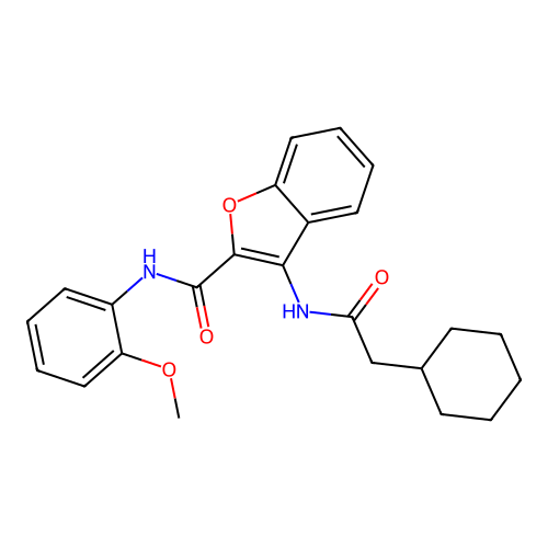3-(2-cyclohexylacetamido)-N-(2-methoxyphenyl)benzofuran-2-carboxamide structure