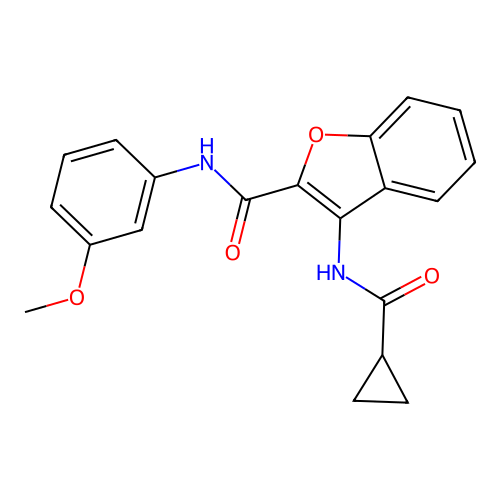 3-[(cyclopropylcarbonyl)amino]-N-(3-methoxyphenyl)-1-benzofuran-2-carboxamide structure