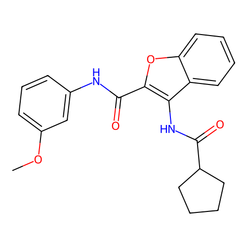 3-(cyclopentanecarboxamido)-N-(3-methoxyphenyl)benzofuran-2-carboxamide structure