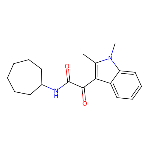 N-cycloheptyl-2-(1,2-dimethyl-1H-indol-3-yl)-2-oxoacetamide structure