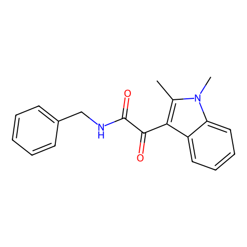 N-benzyl-2-(1,2-dimethyl-1H-indol-3-yl)-2-oxoacetamide structure