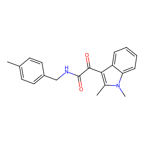 2-(1,2-dimethylindol-3-yl)-N-[(4-methylphenyl)methyl]-2-oxoacetamide structure