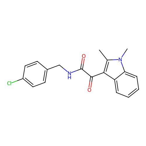 N-[(4-chlorophenyl)methyl]-2-(1,2-dimethylindol-3-yl)-2-oxoacetamide structure