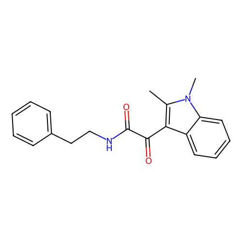 2-(1,2-dimethyl-1H-indol-3-yl)-2-oxo-N-(2-phenylethyl)acetamide structure