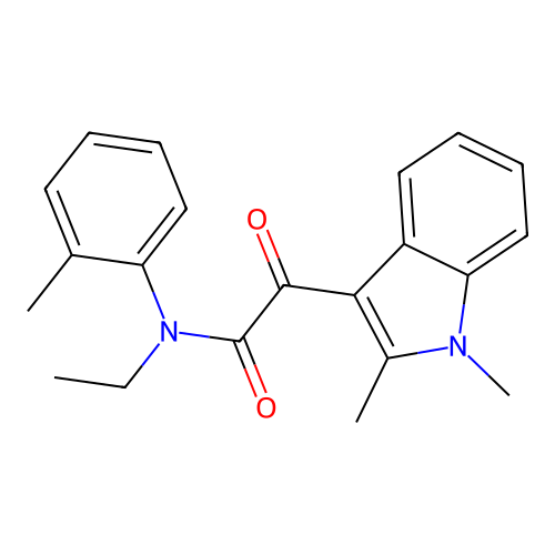 2-(1,2-dimethylindol-3-yl)-N-ethyl-N-(2-methylphenyl)-2-oxoacetamide structure