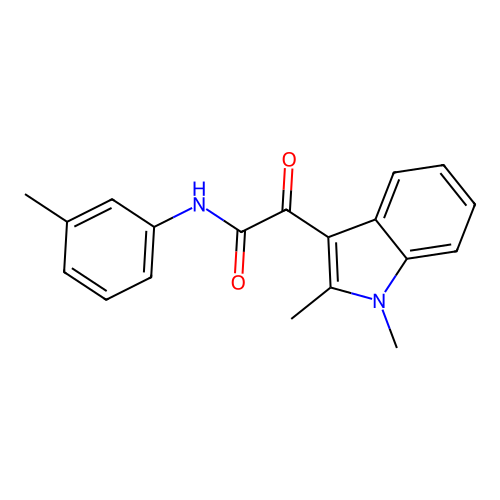 2-(1,2-dimethylindol-3-yl)-N-(3-methylphenyl)-2-oxoacetamide structure
