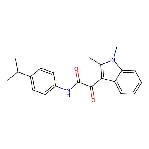 2-(1,2-dimethyl-1H-indol-3-yl)-N-(4-isopropylphenyl)-2-oxoacetamide structure
