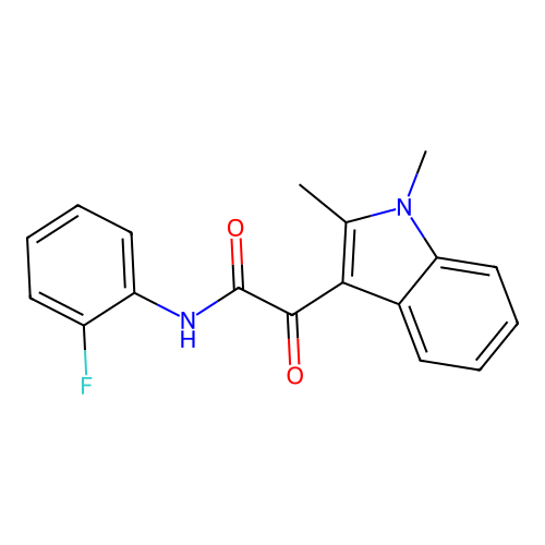 2-(1,2-dimethyl-1H-indol-3-yl)-N-(2-fluorophenyl)-2-oxoacetamide structure