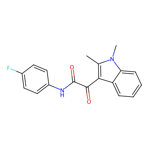 2-(1,2-dimethyl-1H-indol-3-yl)-N-(4-fluorophenyl)-2-oxoacetamide structure