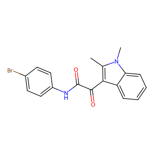 N-(4-bromophenyl)-2-(1,2-dimethyl-1H-indol-3-yl)-2-oxoacetamide structure