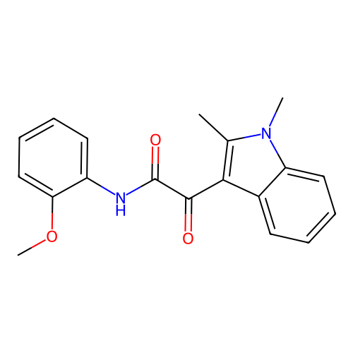 2-(1,2-dimethyl-1H-indol-3-yl)-N-(2-methoxyphenyl)-2-oxoacetamide structure