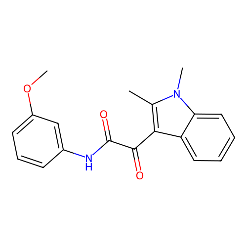 2-(1,2-dimethyl-1H-indol-3-yl)-N-(3-methoxyphenyl)-2-oxoacetamide structure