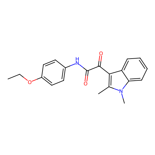 2-(1,2-dimethyl-1H-indol-3-yl)-N-(4-ethoxyphenyl)-2-oxoacetamide structure