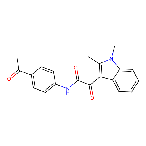 N-(4-acetylphenyl)-2-(1,2-dimethyl-1H-indol-3-yl)-2-oxoacetamide structure