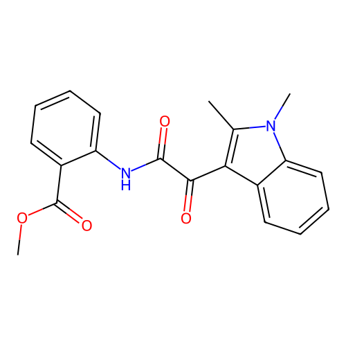 Methyl 2-[[2-(1,2-dimethylindol-3-yl)-2-oxoacetyl]amino]benzoate structure