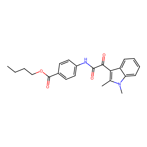butyl 4-[2-(1,2-dimethyl-1H-indol-3-yl)-2-oxoacetamido]benzoate structure