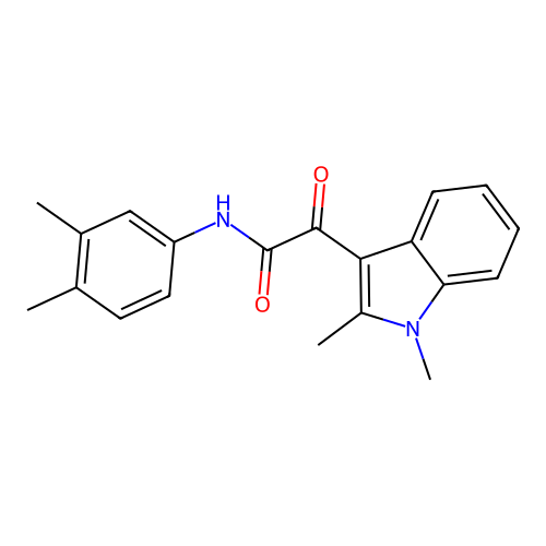 2-(1,2-dimethyl-1H-indol-3-yl)-N-(3,4-dimethylphenyl)-2-oxoacetamide structure