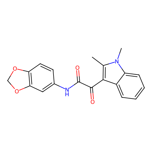 N-(benzo[d][1,3]dioxol-5-yl)-2-(1,2-dimethyl-1H-indol-3-yl)-2-oxoacetamide structure