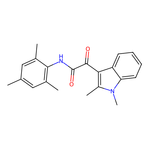 2-(1,2-dimethyl-1H-indol-3-yl)-N-mesityl-2-oxoacetamide structure