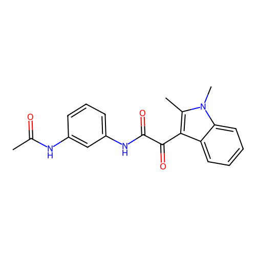 N-(3-acetamidophenyl)-2-(1,2-dimethyl-1H-indol-3-yl)-2-oxoacetamide structure