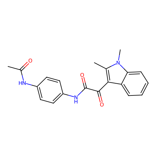 N-(4-acetamidophenyl)-2-(1,2-dimethylindol-3-yl)-2-oxoacetamide structure