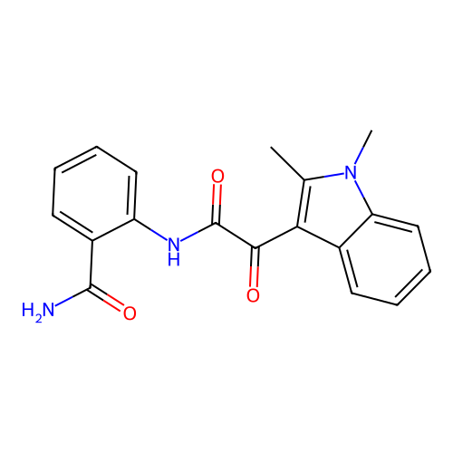 2-[2-(1,2-dimethyl-1H-indol-3-yl)-2-oxoacetamido]benzamide structure