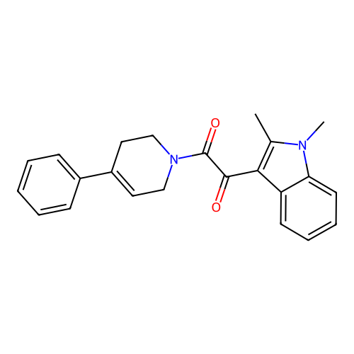 1-(1,2-dimethyl-1H-indol-3-yl)-2-(4-phenyl-1,2,3,6-tetrahydropyridin-1-yl)ethane-1,2-dione structure