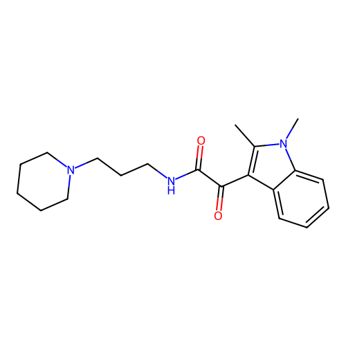 2-(1,2-dimethyl-1H-indol-3-yl)-2-oxo-N-(3-(piperidin-1-yl)propyl)acetamide structure