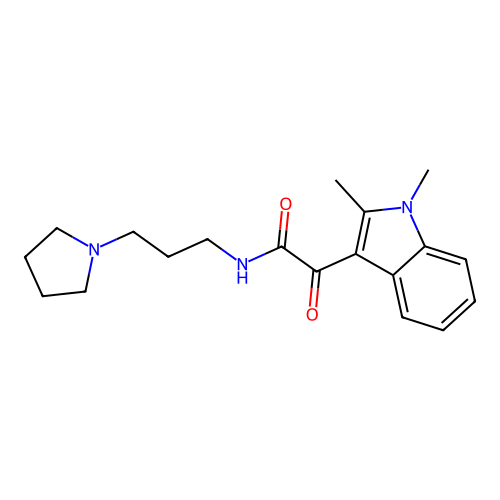 2-(1,2-dimethylindol-3-yl)-2-oxo-N-(3-pyrrolidin-1-ylpropyl)acetamide structure