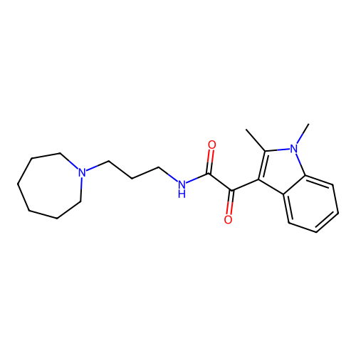 N-(3-(azepan-1-yl)propyl)-2-(1,2-dimethyl-1H-indol-3-yl)-2-oxoacetamide structure