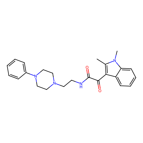 2-(1,2-dimethylindol-3-yl)-2-oxo-N-[2-(4-phenylpiperazin-1-yl)ethyl]acetamide structure